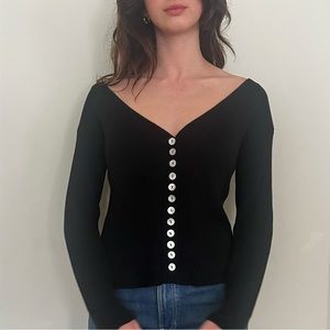 Rachel comey black sweater top with buttons